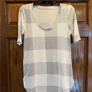 Elegant Gray Checkered Women's Tee